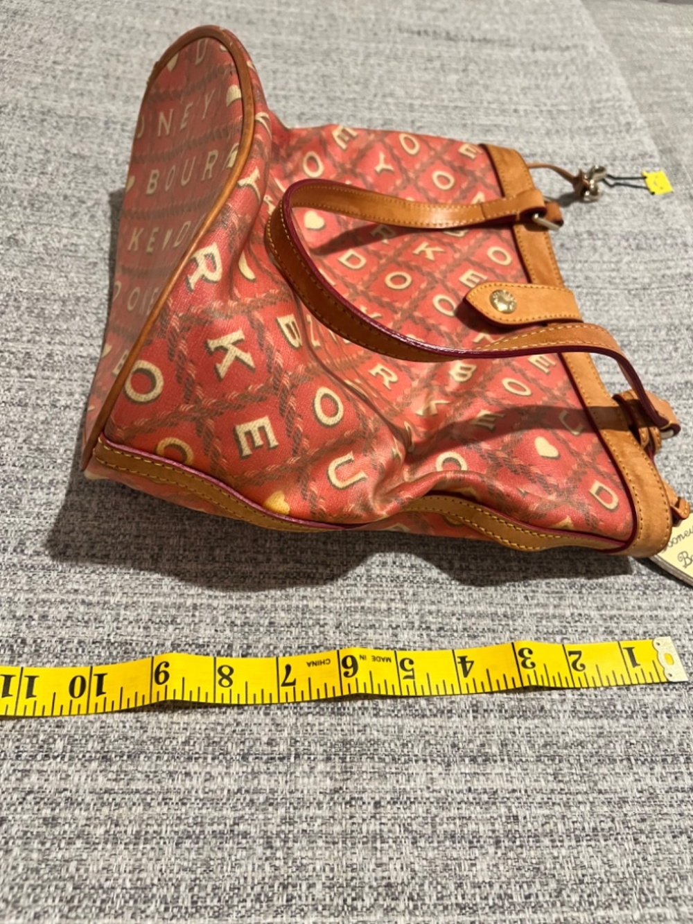 Dooney & Bourke Pink Canvas Heart Logo Tote Bag Leather Trim Anniversary Style - Picture 16 of 16